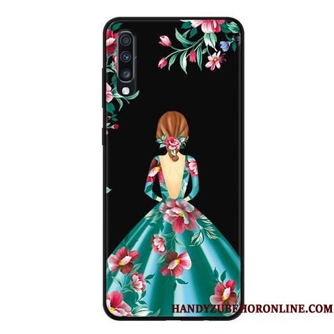 Hoesje Samsung Galaxy A70 Bescherming Zwart Gazen, Hoes Samsung Galaxy A70 Zacht Telefoon Kant