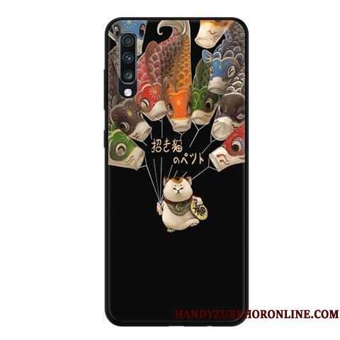 Hoesje Samsung Galaxy A70 Bescherming Zwart Gazen, Hoes Samsung Galaxy A70 Zacht Telefoon Kant