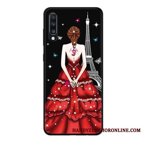 Hoesje Samsung Galaxy A70 Bescherming Zwart Gazen, Hoes Samsung Galaxy A70 Zacht Telefoon Kant