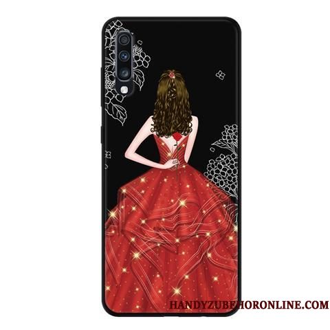 Hoesje Samsung Galaxy A70 Bescherming Zwart Gazen, Hoes Samsung Galaxy A70 Zacht Telefoon Kant