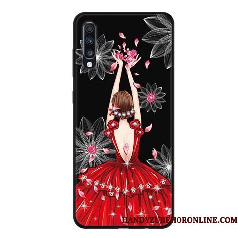 Hoesje Samsung Galaxy A70 Bescherming Zwart Gazen, Hoes Samsung Galaxy A70 Zacht Telefoon Kant