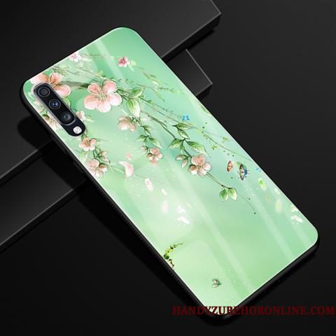 Hoesje Samsung Galaxy A70 Scheppend Groen Glas, Hoes Samsung Galaxy A70 Bescherming Verstelefoon