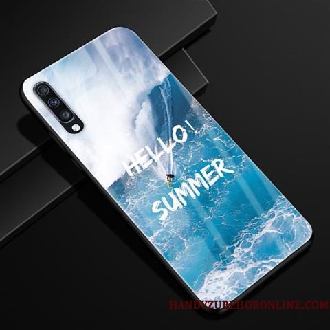 Hoesje Samsung Galaxy A70 Scheppend Telefoon Blauw, Hoes Samsung Galaxy A70 Bescherming Patroon Anti-fall