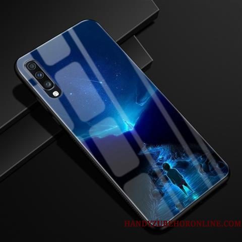 Hoesje Samsung Galaxy A70 Scheppend Telefoon Blauw, Hoes Samsung Galaxy A70 Bescherming Patroon Anti-fall