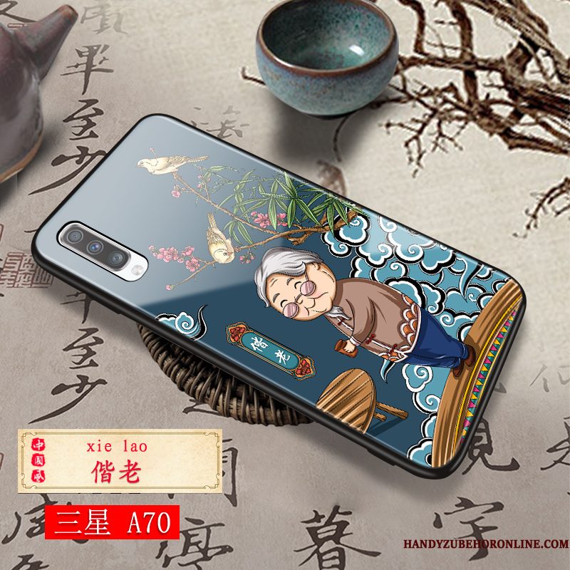 Hoesje Samsung Galaxy A70 Siliconen Persoonlijk Glas, Hoes Samsung Galaxy A70 Scheppend Anti-fall Rood