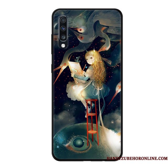 Hoesje Samsung Galaxy A70 Siliconen Schrobben Anti-fall, Hoes Samsung Galaxy A70 Zacht Blauwtelefoon