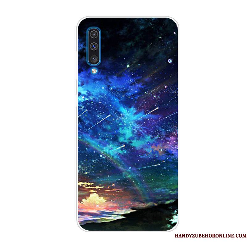 Hoesje Samsung Galaxy A70 Zacht Anti-fall Trend, Hoes Samsung Galaxy A70 Zakken Telefoon Blauw