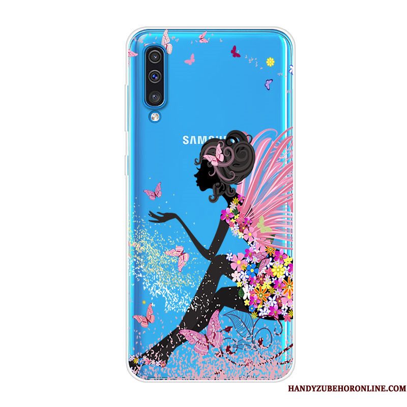 Hoesje Samsung Galaxy A70 Zacht Anti-fall Trend, Hoes Samsung Galaxy A70 Zakken Telefoon Blauw