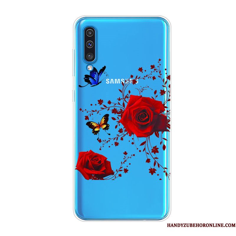 Hoesje Samsung Galaxy A70 Zacht Anti-fall Trend, Hoes Samsung Galaxy A70 Zakken Telefoon Blauw