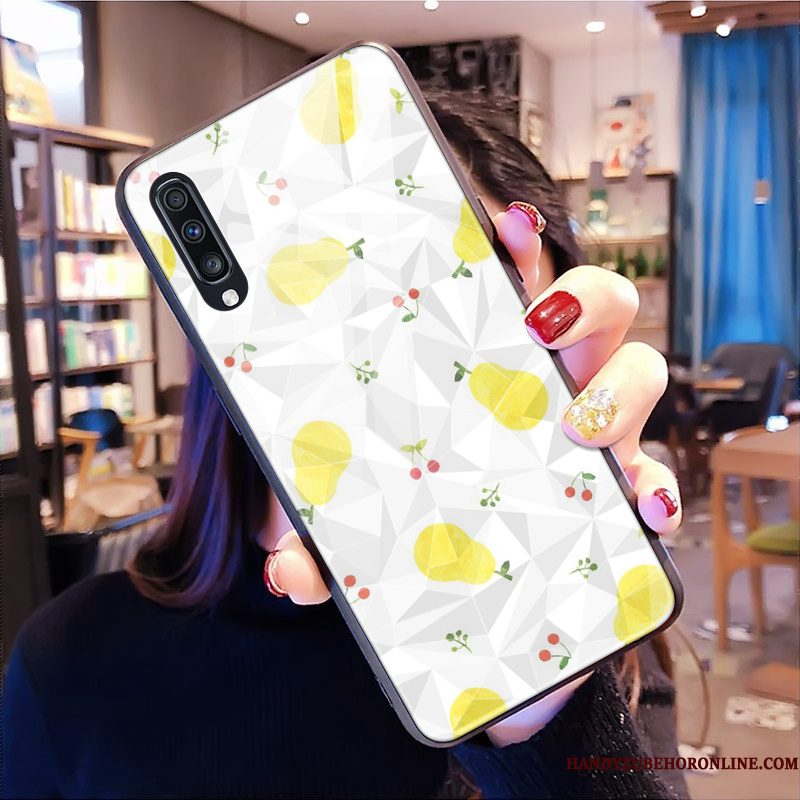 Hoesje Samsung Galaxy A70 Zacht Groen Trendy Merk, Hoes Samsung Galaxy A70 Scheppend Telefoon Ruit