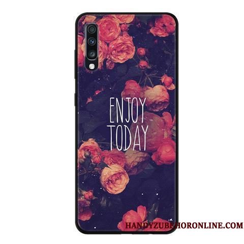 Hoesje Samsung Galaxy A70 Zacht Zwart Blauw, Hoes Samsung Galaxy A70 Spotprent Persoonlijktelefoon