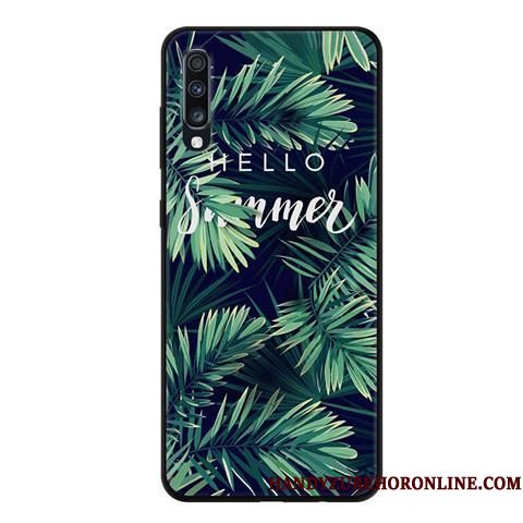 Hoesje Samsung Galaxy A70 Zacht Zwart Blauw, Hoes Samsung Galaxy A70 Spotprent Persoonlijktelefoon