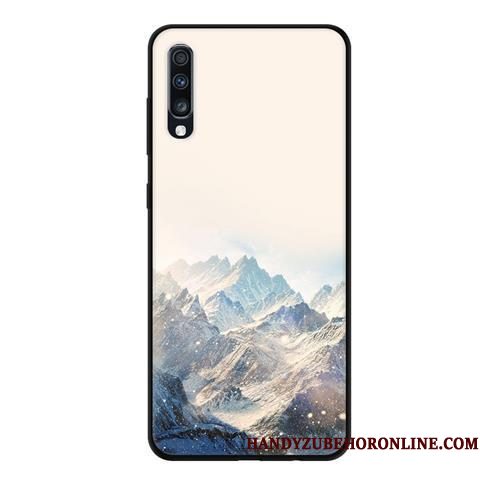 Hoesje Samsung Galaxy A70 Zacht Zwart Blauw, Hoes Samsung Galaxy A70 Spotprent Persoonlijktelefoon