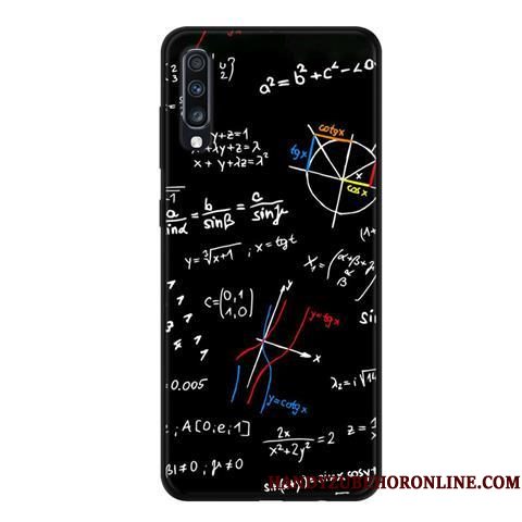 Hoesje Samsung Galaxy A70 Zacht Zwart Blauw, Hoes Samsung Galaxy A70 Spotprent Persoonlijktelefoon