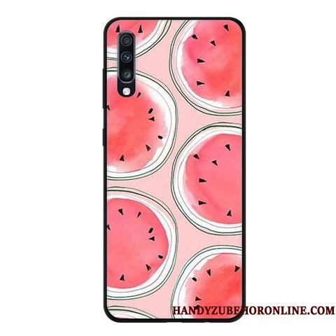 Hoesje Samsung Galaxy A70 Zacht Zwart Blauw, Hoes Samsung Galaxy A70 Spotprent Persoonlijktelefoon