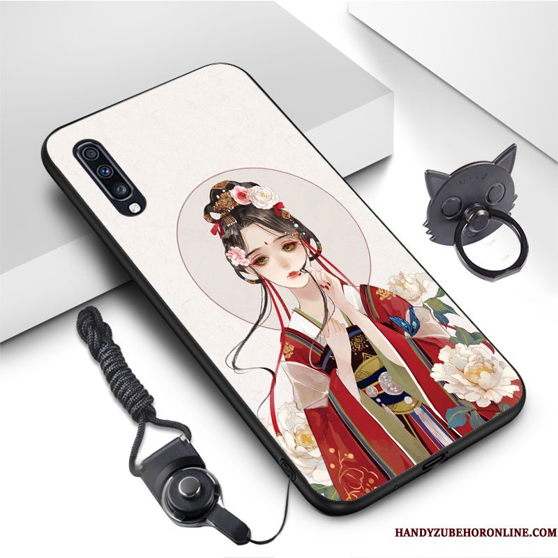 Hoesje Samsung Galaxy A70 Zakken Anti-fall Europa, Hoes Samsung Galaxy A70 Vintage Telefoon Groen