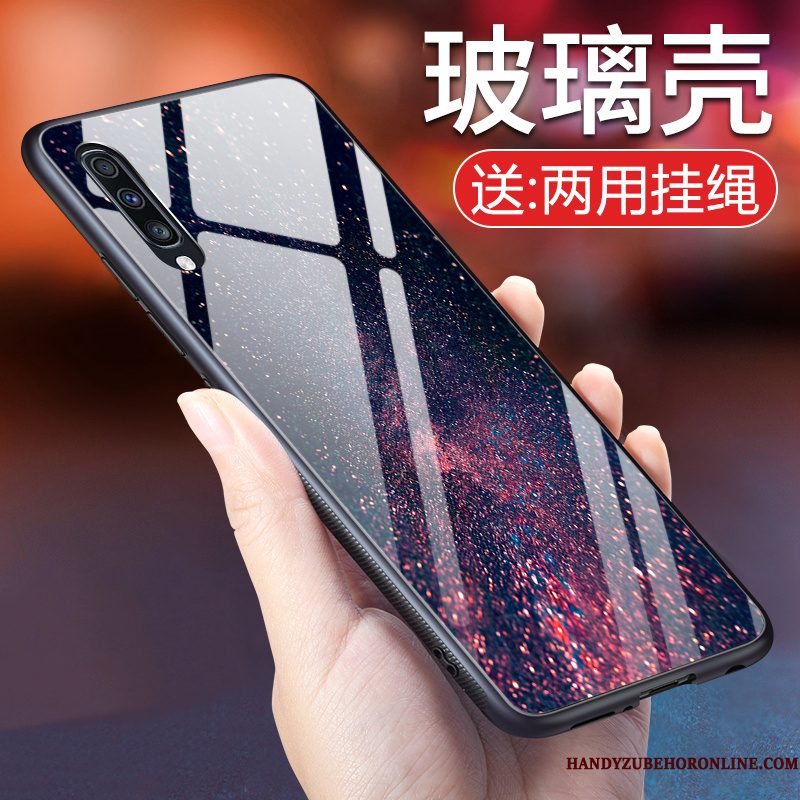 Hoesje Samsung Galaxy A70 Zakken Hangertelefoon, Hoes Samsung Galaxy A70 Zacht Zwart Glas