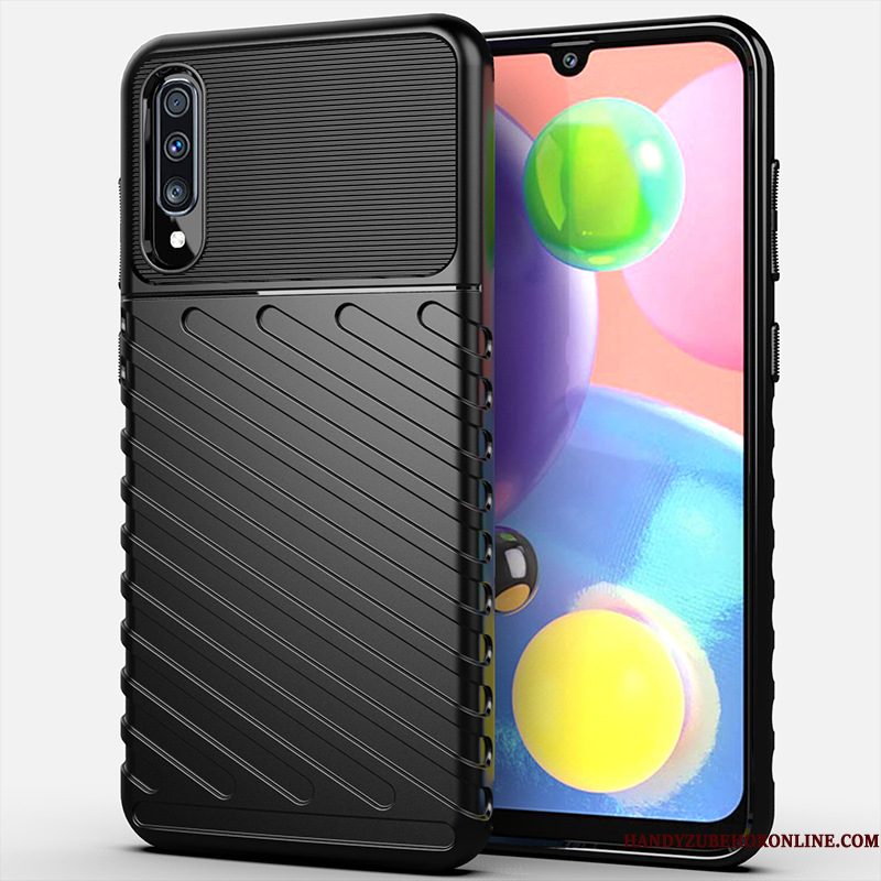 Hoesje Samsung Galaxy A70s Zacht Donkergroen Anti-fall, Hoes Samsung Galaxy A70s Siliconen Telefoon