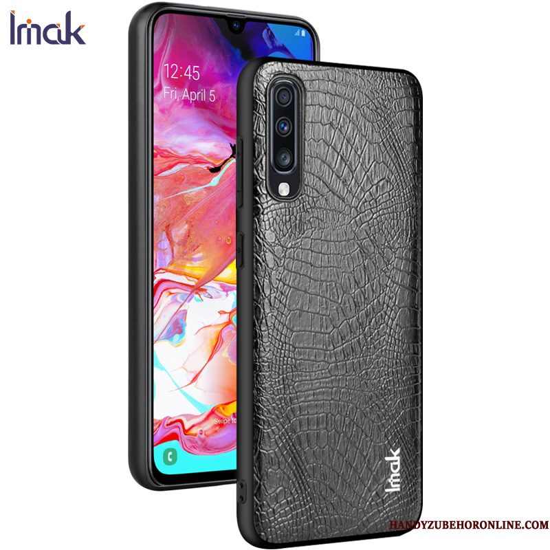 Hoesje Samsung Galaxy A70s Zacht Zwarttelefoon, Hoes Samsung Galaxy A70s Leer Hard Krokodillenleer