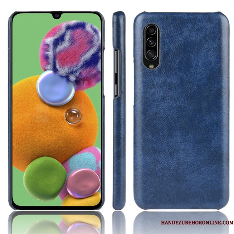 Hoesje Samsung Galaxy A70s Zakken Persoonlijk Blauw, Hoes Samsung Galaxy A70s Leer Telefoon Anti-fall