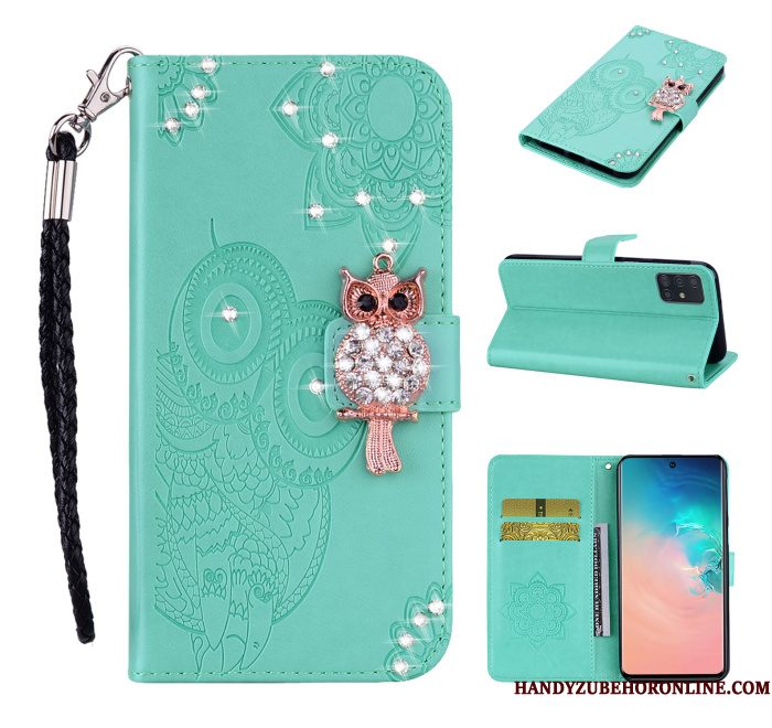 Hoesje Samsung Galaxy A71 Folio Kat Rose Goud, Hoes Samsung Galaxy A71 Strass Telefoon