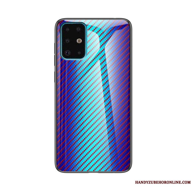 Hoesje Samsung Galaxy A71 Geschilderd Patroon Fiber, Hoes Samsung Galaxy A71 Geel Gehard Glas