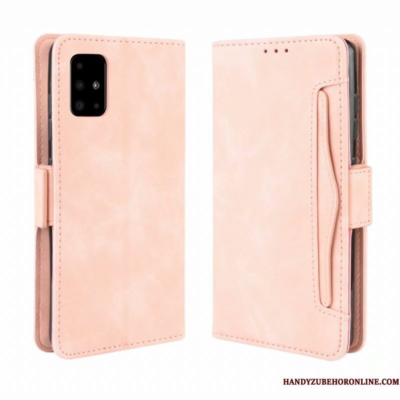 Hoesje Samsung Galaxy A71 Portemonnee Kaart Roze, Hoes Samsung Galaxy A71 Zacht Anti-falltelefoon