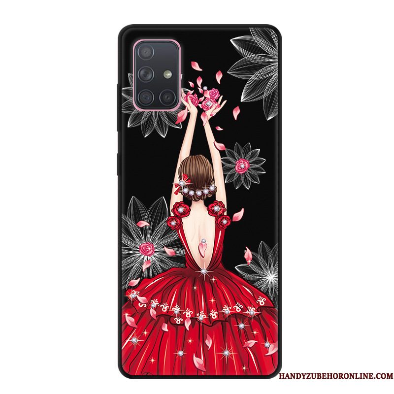 Hoesje Samsung Galaxy A71 Spotprent Minitelefoon, Hoes Samsung Galaxy A71 Scheppend Zwart Anti-fall