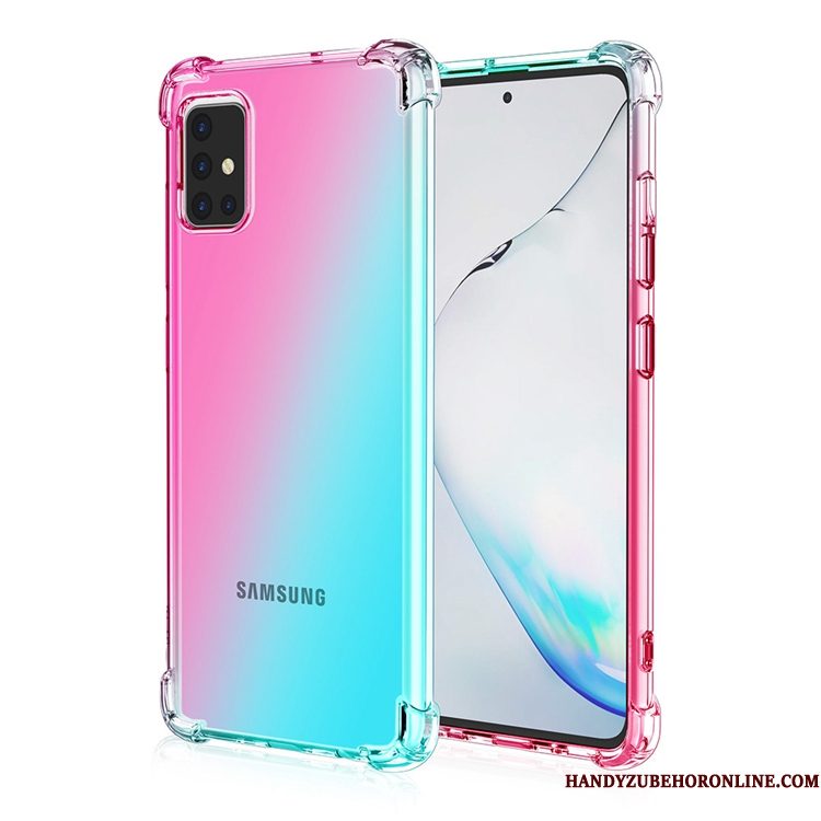 Hoesje Samsung Galaxy A71 Zakken Goud Roze, Hoes Samsung Galaxy A71 Gasbag Verloop