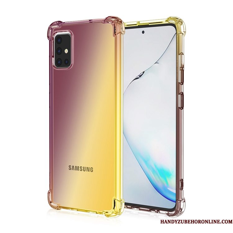 Hoesje Samsung Galaxy A71 Zakken Goud Roze, Hoes Samsung Galaxy A71 Gasbag Verloop