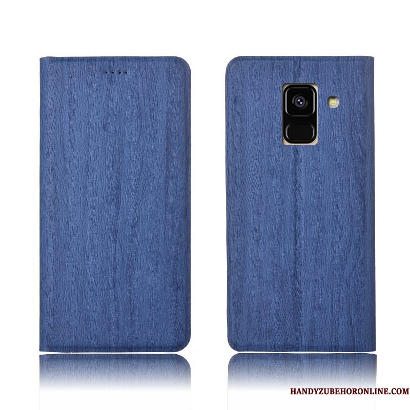 Hoesje Samsung Galaxy A8 2018 Bescherming Patroon Blauw, Hoes Samsung Galaxy A8 2018 Zakken Boomtelefoon