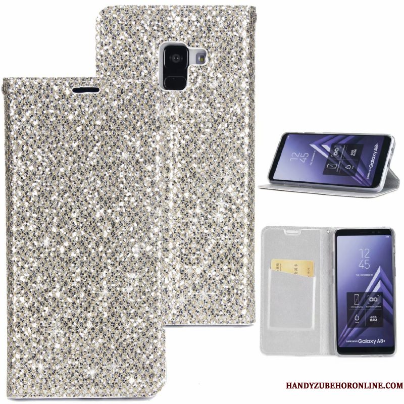 Hoesje Samsung Galaxy A8 2018 Bescherming Roze Purper, Hoes Samsung Galaxy A8 2018 Folio Telefoon Anti-fall