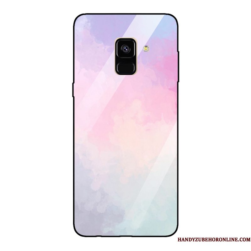 Hoesje Samsung Galaxy A8 2018 Telefoon Gehard Glas, Hoes Samsung Galaxy A8 2018 Grote Patroon