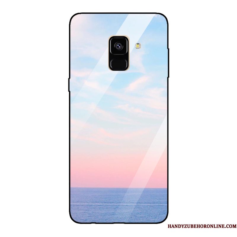 Hoesje Samsung Galaxy A8 2018 Telefoon Gehard Glas, Hoes Samsung Galaxy A8 2018 Grote Patroon