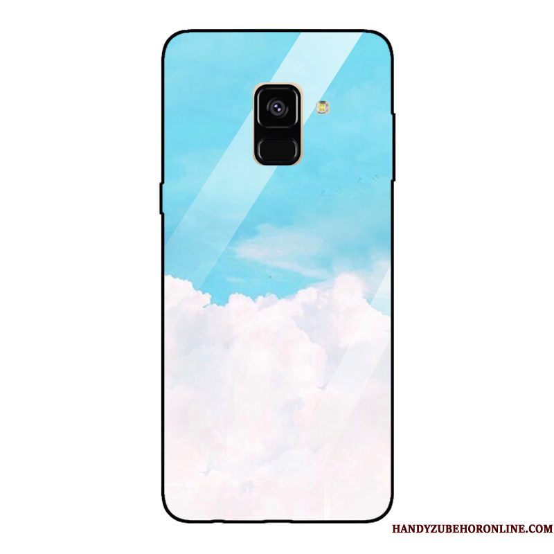 Hoesje Samsung Galaxy A8 2018 Telefoon Gehard Glas, Hoes Samsung Galaxy A8 2018 Grote Patroon