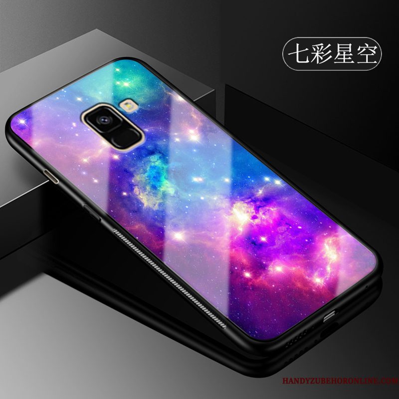 Hoesje Samsung Galaxy A8 2018 Zacht Glas Purper, Hoes Samsung Galaxy A8 2018 Zakken Telefoon