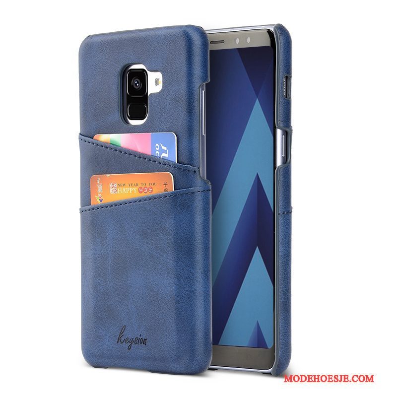 Hoesje Samsung Galaxy A8+ Bescherming Oranje Bedrijf, Hoes Samsung Galaxy A8+ Leer Kaarttelefoon