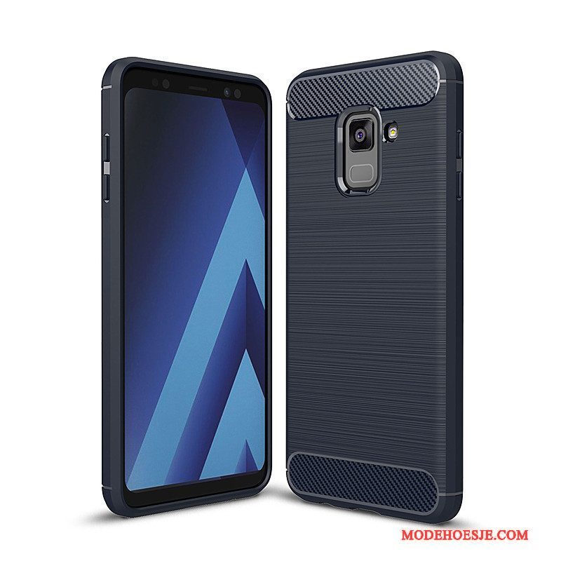 Hoesje Samsung Galaxy A8+ Bescherming Telefoon Rood, Hoes Samsung Galaxy A8+ Zacht Anti-fall Fiber