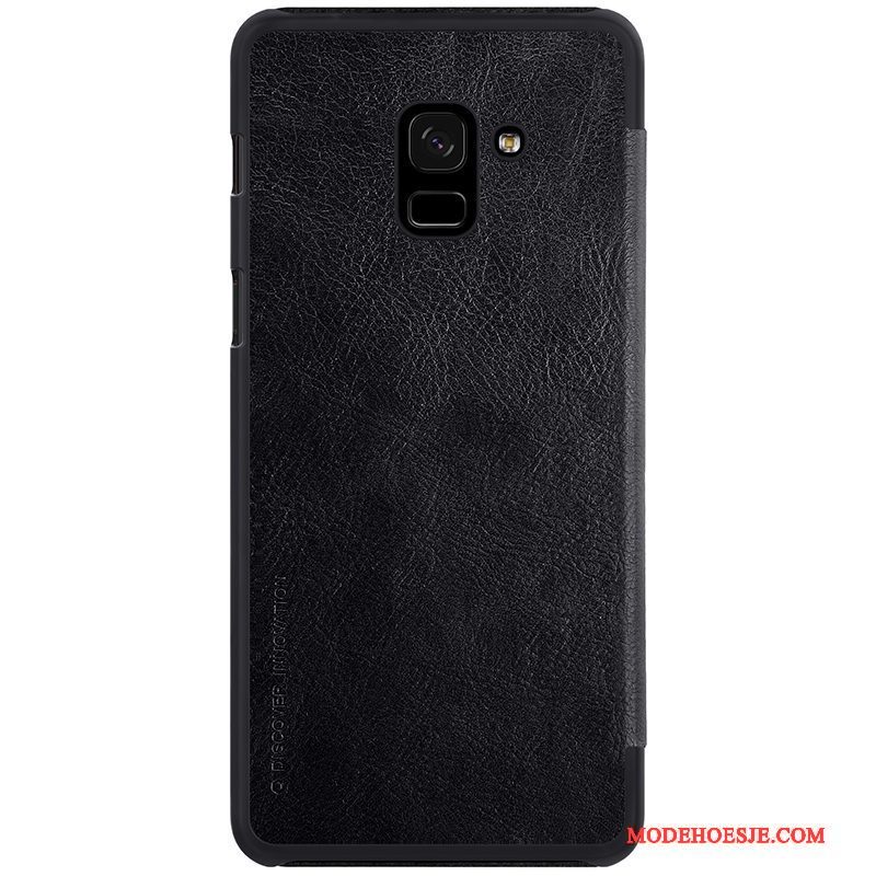 Hoesje Samsung Galaxy A8+ Folio Oranjetelefoon, Hoes Samsung Galaxy A8+ Leer Goud