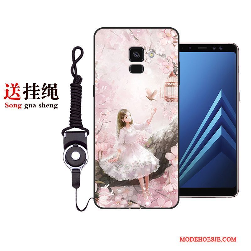 Hoesje Samsung Galaxy A8+ Geschilderd Purper Anti-fall, Hoes Samsung Galaxy A8+ Bescherming