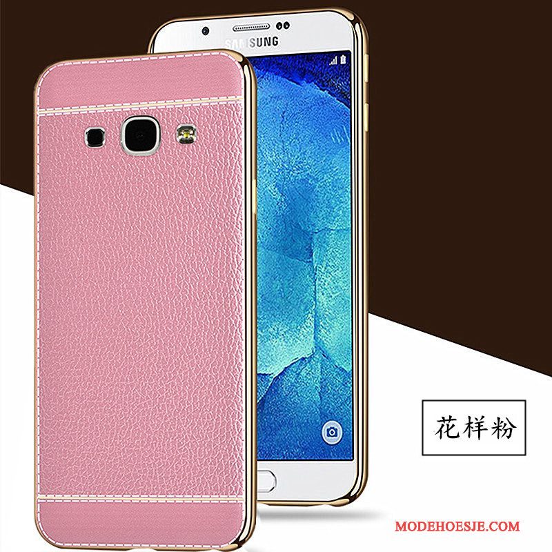 Hoesje Samsung Galaxy A8 Leer Platingtelefoon, Hoes Samsung Galaxy A8 Kleur Anti-fall Patroon