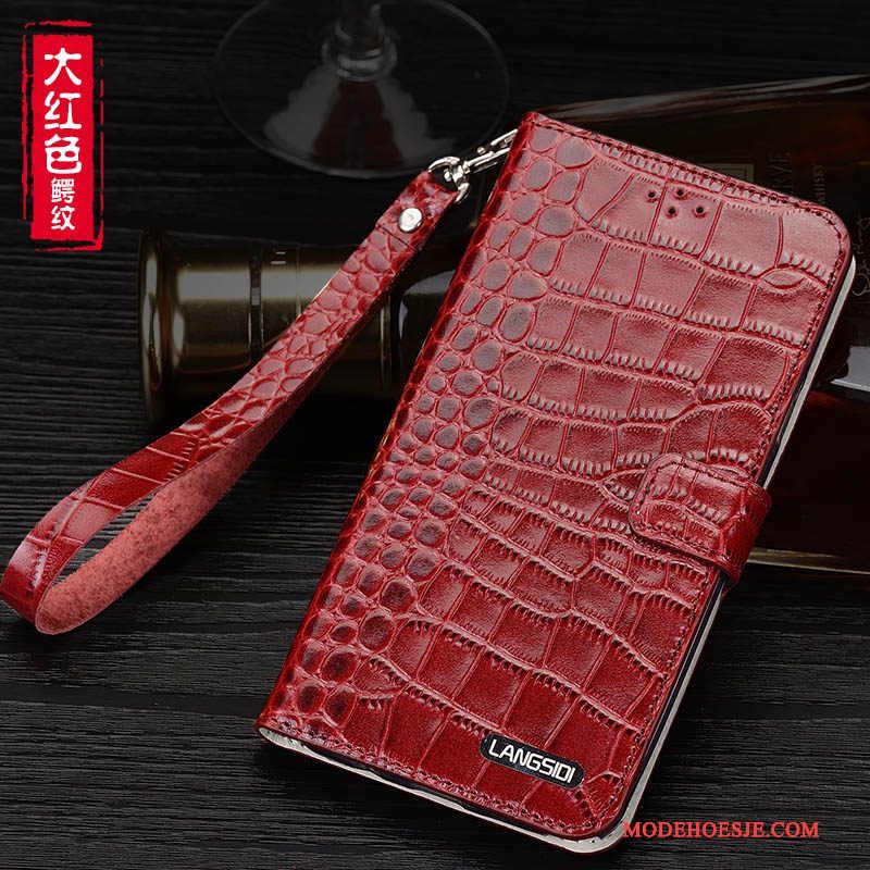 Hoesje Samsung Galaxy A8 Leer Rood Anti-fall, Hoes Samsung Galaxy A8 Folio Hangertelefoon