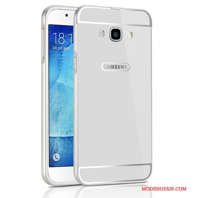 Hoesje Samsung Galaxy A8 Metaal Anti-fall Omlijsting, Hoes Samsung Galaxy A8 Zilvertelefoon