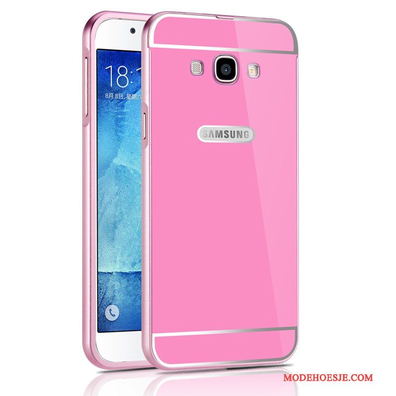 Hoesje Samsung Galaxy A8 Metaal Anti-fall Omlijsting, Hoes Samsung Galaxy A8 Zilvertelefoon