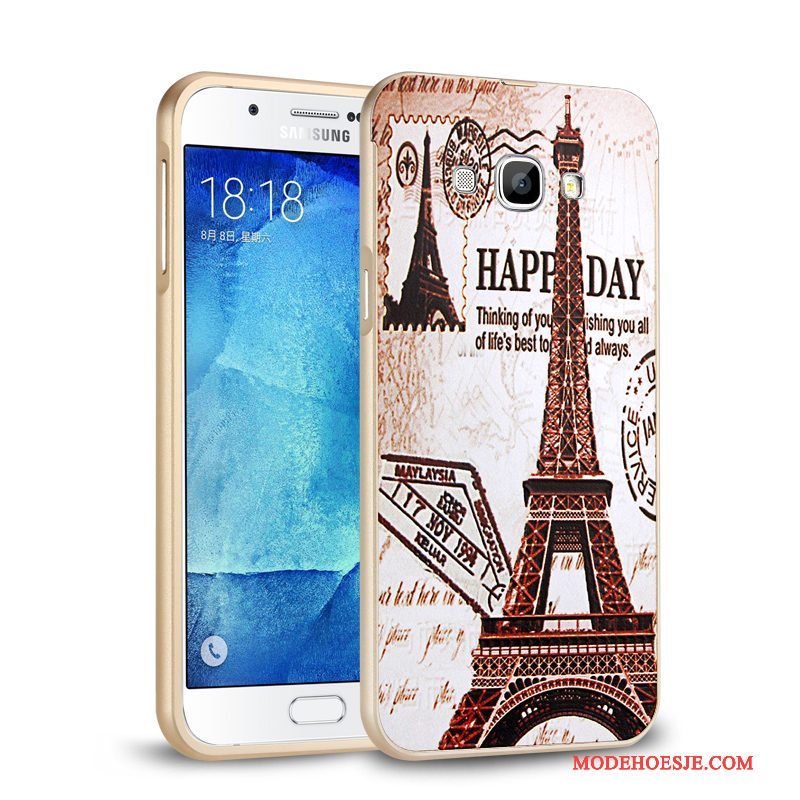 Hoesje Samsung Galaxy A8 Metaal Anti-fall Omlijsting, Hoes Samsung Galaxy A8 Zilvertelefoon