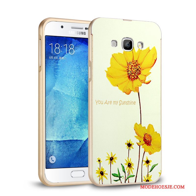 Hoesje Samsung Galaxy A8 Metaal Anti-fall Omlijsting, Hoes Samsung Galaxy A8 Zilvertelefoon