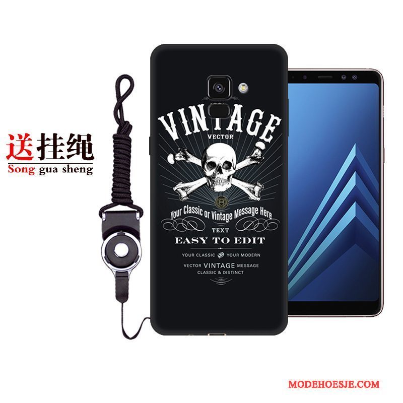 Hoesje Samsung Galaxy A8+ Spotprent Anti-fall Persoonlijk, Hoes Samsung Galaxy A8+ Bescherming Telefoon Zwart