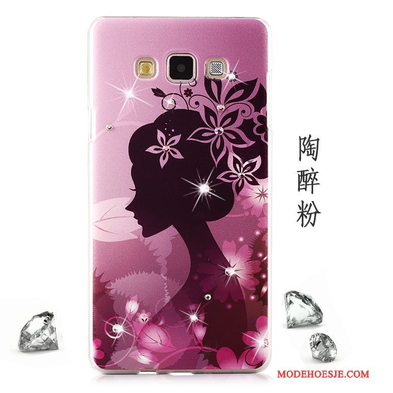 Hoesje Samsung Galaxy A8 Strass Purper Licht, Hoes Samsung Galaxy A8 Bescherming Mesh Hard