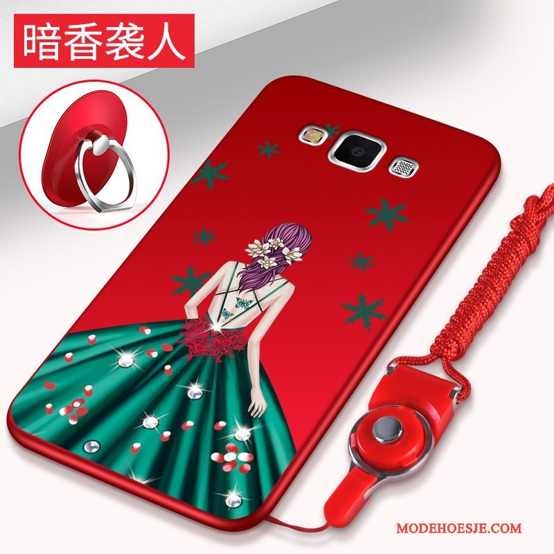 Hoesje Samsung Galaxy A8 Zacht Anti-fall Trend, Hoes Samsung Galaxy A8 Ondersteuning Rood Hanger