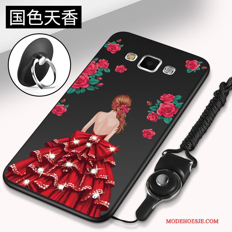 Hoesje Samsung Galaxy A8 Zacht Anti-fall Trend, Hoes Samsung Galaxy A8 Ondersteuning Rood Hanger